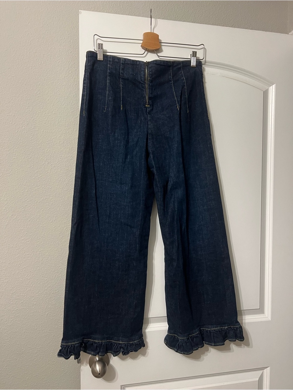 The Colette Ruffle Hem Crop Wide-Leg Jeans - Picture 2 of 5